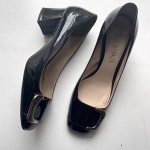 Vintage 90s Square Toe Prada Patent Pumps